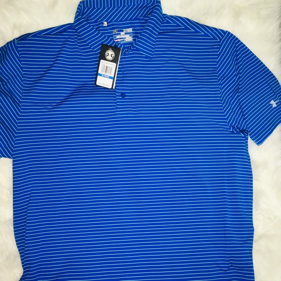 Under Armour Other - Under Armour CoralBlu/Mint Stripe SS Men’s Polo XL